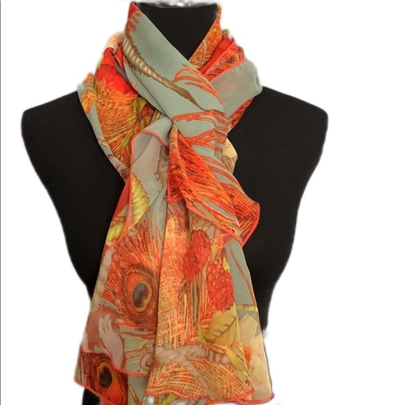 Lightweight Sheer Floral Spring Wrap Scarf | Armholes | SZ S - Picture 2 of 7